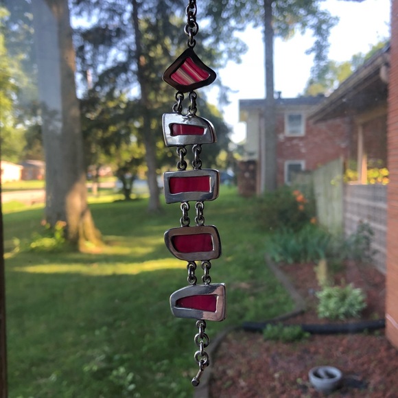 Vintage Sterling Silver Pink Agate Toggle Bracelet - Picture 16 of 16